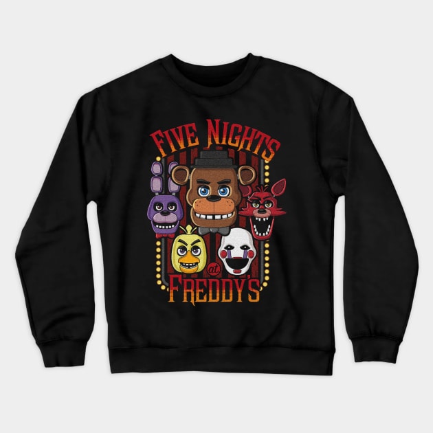 Five Nights at Freddys Face Crewneck Sweatshirt by Ilustra Zee Art